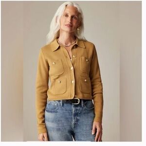 J. Crew Tan Patch-Pocket Sweater Lady Jacket Medium
